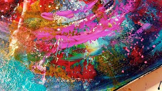 QUICK amp EASY Acrylic Abstract Painting With No Plan  Abstract Painting Ideas [upl. by Annahavas]