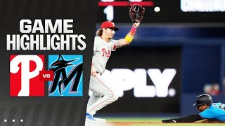 Phillies vs Marlins Game Highlights 9824  MLB Highlights [upl. by Nawtna]