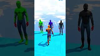 GTA V  PINK SPIDERMAN SUPER JUMP WITH COLOUR MINIONS BUT ALL HEROS shorts [upl. by Reinal]