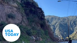 Rockslide captured on video near Malibu Canyon in California  USA TODAY [upl. by Nadaha611]