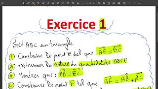 Exercice Vecteurs et translation 3ac maths ثالثةإعدادي [upl. by Marasco311]