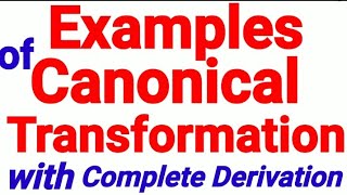 Examples of Canonical transformation  Importance of generating functions  BZU [upl. by Cara]