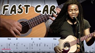 Fast Car Simple Fingerstyle Guitar Tabs  Easy Guitar Tabs for Tracy Chapman [upl. by Reivax]