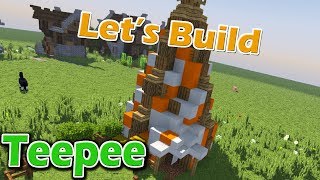 Minecraft Lets Build  Native American Teepee  Creative Minecraft 112 [upl. by Vinay]