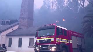 Bush fire nears homes in South Africas Simons Town  Reuters [upl. by Duester331]