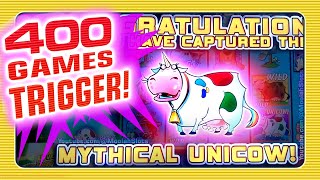 UNICOW YES 400 GAMES TRIGGERED Invaders Return From the Planet Moolah  CASINO SLOTS [upl. by Zachar986]