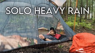 SOLO CAMPING HEAVY RAIN  FLOATING TENT IN HEAVY RAIN UNDER PLASTIC TARP  ASMR [upl. by Eikcuhc]