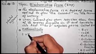 Define Electromotive force Physics chapter 13 class 12 [upl. by Norad380]