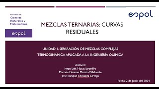 Termodinámica Aplicada a la Ingeniería Química Mezclas Ternarias y Curvas Residuales [upl. by Eadwine]