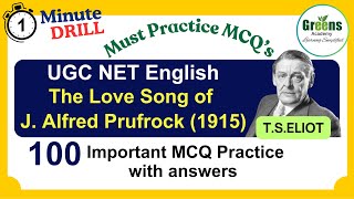 quotThe Love song of J Alfred quot by TSELIOT  UGCNET  SET English MCQ Practice  UPSC English [upl. by Collyer419]