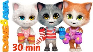 😽 Three Little Kittens in New Nursery Rhymes Collection  Kids Songs from Dave and Ava 😽 [upl. by Aisyle]