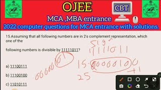 2024 MCA Ojee questions and answers with solutions  computer MCQ for entrance  MCA  MBA ojee [upl. by Ewen660]