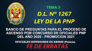 EXAMEN DE ASCENSO PNP 2020  OFICIALES SUPERIORES DE ARMAS 5 DL Nº 1267  LEY DE LA PNP [upl. by Whiffen]