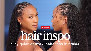 EASY HAIRSTYLE  FEED IN BRAIDS amp QUICK WEAVE CURLS  Genius Weft Install  Ygwigs [upl. by Tucker]