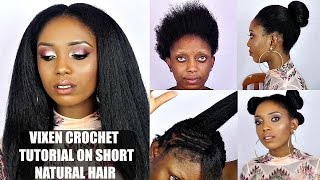 Vixen Crochet Braids Tutorial On Short Natural Hair [upl. by Lupien]