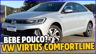 NOVO VW VIRTUS COMFORTLINE 2024  CONSUMO REAL E AVALIAÇÃO DA VERSÃO MAIS BARATA COM MOTOR 200 TSI [upl. by Devin]