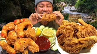 GIANT CRISPY FRIED CHICKEN AND SUGPO TEMPURA Mukbang Filipino Food Love The Philippines [upl. by Jenilee]