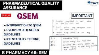 QSEM Guidelines Overview ICH stability Testing guidelines QSeries  Unit1 Quality Assurance [upl. by Harcourt]