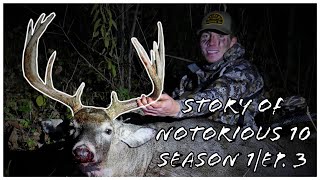 BOWHUNTING  THE STORY OF NOTORIOUS 10  164quot WISCONSIN WHITETAIL  BLUFFSIDE PURSUIT [upl. by Grayce]