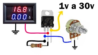 Como variar el voltaje hasta 30v usando el LM317 [upl. by Teeter]