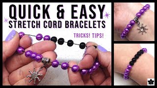 How to Make a DIY Beaded Stretch Cord Bracelet Tutorial [upl. by Ahsilla963]