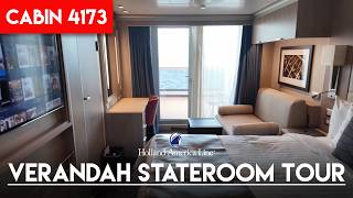 Koningsdam Verandah Stateroom Tour 4173  Holland America Line [upl. by Lleksah481]