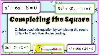 COMPLETING THE SQUARE IN SOLVING QUADRATIC EQUATIONS IN EASY WAY [upl. by Tanney]