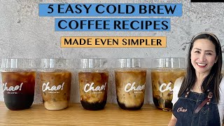 5 ICED COLD BREW COFFEE RECIPES  VERSION 2 Using Milk  Syrup Combination 16oz cups [upl. by Ennovart395]