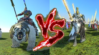 War Bear Riders VS Grail Knights Total War Warhammer 3 [upl. by Assirol37]