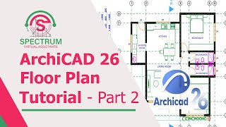 ArchiCAD 26  How To Draw A Floor Plan In ArchiCAD 25 Tutorial For Beginners Part 02 [upl. by Swen]