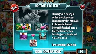 Monster Legends  Joker breeding event  Monky breeding [upl. by Elamef]