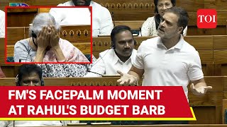 Nirmala Hides Her Face And Laughs As Rahul Gandhi Fires Halwa Budget Jibe  Watch [upl. by Noirad]