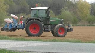 Einzelkornsämaschine Monosem NG3 Plus mit 9 Reihen angetrieben von einen Fendt 415 beim Maissetzen a [upl. by Ahsyekal]