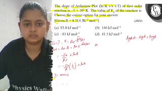 The slope of Arrhenius Plot ln \ \mathrmK \mathrmv  \mathrm [upl. by Siro]