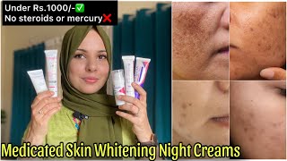 Medicated skin brightening NIGHT CREAMS for hyperpigmentation melasma dark spots freckles amp Tan [upl. by Alayne]