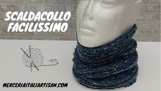 Scaldacollo facilissimo  Punto Brioche ai ferri  video tutorial facile per principianti [upl. by Namdor294]