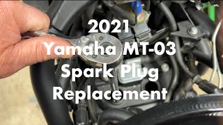 2021 Yamaha MT03 Spark Plug Replacement yamaha yamahamt03 motorcycle diy motorcyclemaintenance [upl. by Harrat]