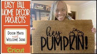 HOW TO MAKE A DOORMAT amp WELCOME SIGN WITH CRICUT MACHINE  STENCIL  FALL HOME DECOR  DIY DOOR MAT [upl. by Kee941]