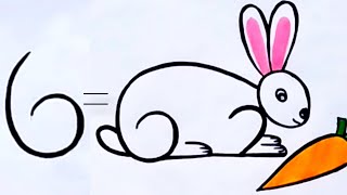 How to draw rabbit drawing from 62 number easy step by stepRabbit drawingRabbit drawing easy [upl. by Esimehc]