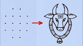 How to draw a Cow from dots easy  Easy OX drawing  Cow Rangoli  Mattu pongal kolam [upl. by Viviyan]