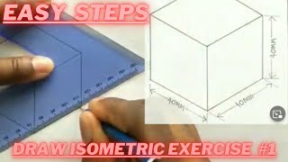 How to draw an Isometric Projection  Isometric Square  Exercise 1 [upl. by Ymas]