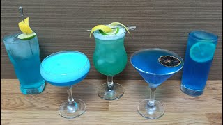 TOP 5 cocktails with Blue Curacao liqueur How to make Blue Lagoon Lady Hawaii Bikini Martini [upl. by Elleunamme16]