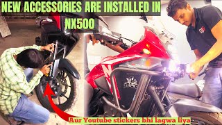 New Mandatory Accessories are installed in Honda NX500Aur Stickers bhi lagwa liya [upl. by Aehtorod]