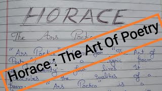 Horace  The Ars Poetica The Art Of Poetry  English Literature literarycriticism [upl. by Yra]