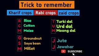 Trick to remember crops of India  kharif crops  Rabi crops [upl. by Adnohsar]