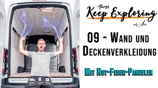 09 ‖ Wand und Deckenverkleidung mit NutFederPaneelen  DIY Campervan Selbstausbau [upl. by Adamok]