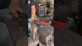 Blacksmith forges bearing steel balls into kitchen knivesforging [upl. by Acired]