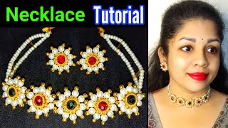 DIY Pearl Choker Necklace  Maharashtrian Necklace Making  Wire Wrapped Necklace [upl. by Ennahgem397]