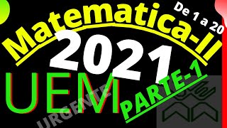 MatemáticaII UEM 2021 parte 1 De 1 á 20 [upl. by Ahsitruc145]