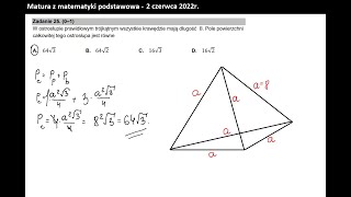 Zad 25 Stereometria Pole całkowite ostrosłupa [upl. by Camellia]